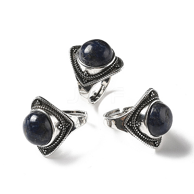 Natural Sodalite Adjustable Rings G-P560-03AS-10-1