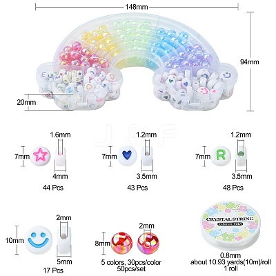 302Pcs 9 Style Transparent & Opaque Rainbow Iridescent Acrylic Beadss Plated and Enamel MACR-CJ0001-55-1