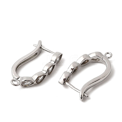 Teardrop Brass Micro Pave Clear Cubic Zirconia Hoop Earring Findings KK-A289-09P-1