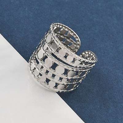 304 Stainless Steel Open Cuff Rings for Women RJEW-A079-09C-P-1