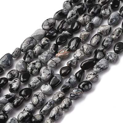 Natural Snowflake Obsidian Beads Strands G-K395-A04-01-1