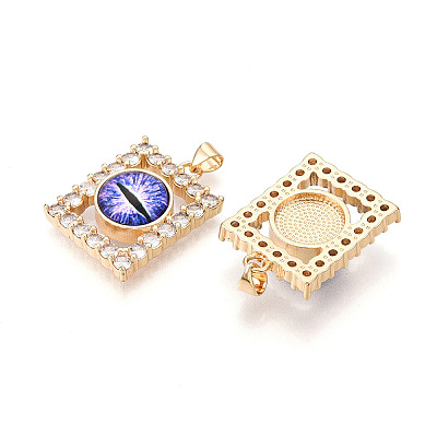 Brass Micro Pave Clear Cubic Zirconia Pendants for Women KK-T070-91A-09-1