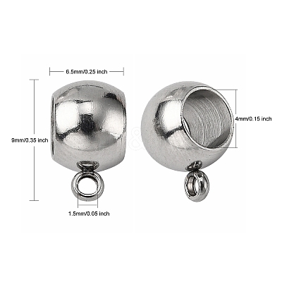 Tarnish Resistant Rondelle 201 Stainless Steel Tube Bails X-STAS-R075-22-1