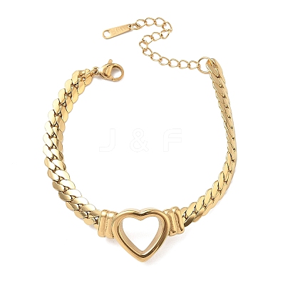 304 Stainless Steel Heart Link Bracelets BJEW-F544-01G-1
