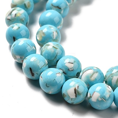 Synthetic Turquoise and Sea Shell Assembled Beads Strands G-D482-01C-07-1