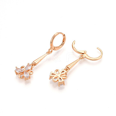 Brass Micro Pave Cubic Zirconia Dangle Leverback Earrings EJEW-N058-06G-1