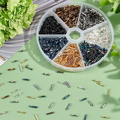 1260Pcs 7 Style Glass Twisted Bugle Beads SEED-PH0001-55-1