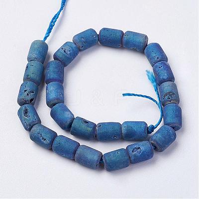 Electroplated Natural Druzy Geode Agate Bead Strands G-P251-C01-1