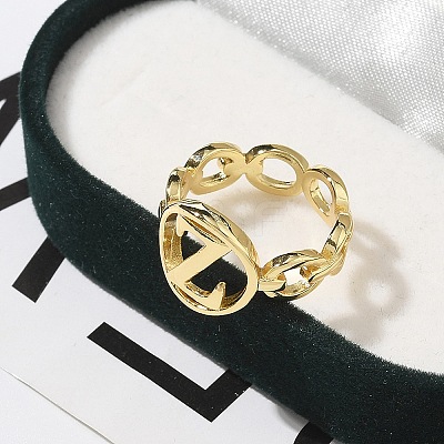 Brass Open Cuff Rings for Women RJEW-K289-01G-Z-1