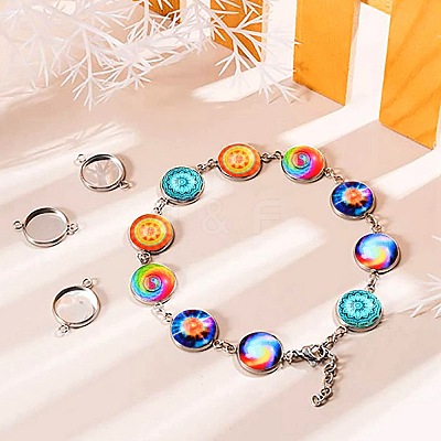 12Pcs 6 Style 304 Stainless Steel Cabochon Connector Settings STAS-SZ0001-42-1