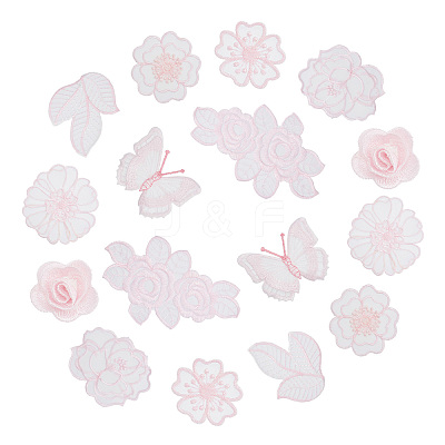 16Pcs 8 Style Polyester Lace Computerized Embroidery Ornament Accessories DIY-AR0002-37-1