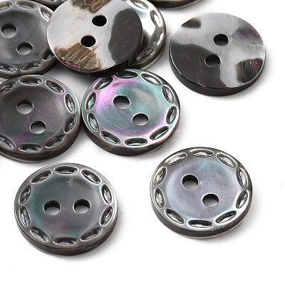 Natural Shell Flat Round Buttons with Carved Rim Recessed Center SH-CBA18B6-02B-04-1