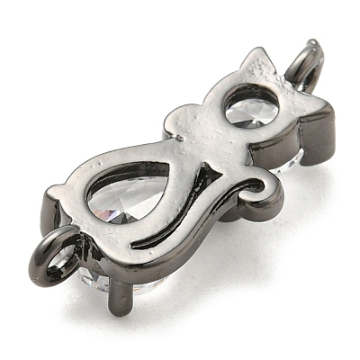 Brass Micro Pave Cubic Zirconia Kitten Links Connectors ZIRC-G157-50B-1
