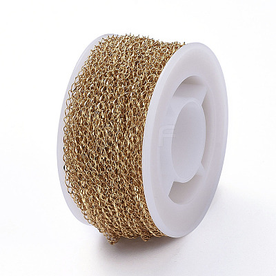 Ion Plating(IP) Handmade 304 Stainless Steel Chains STAS-G038-18G-1