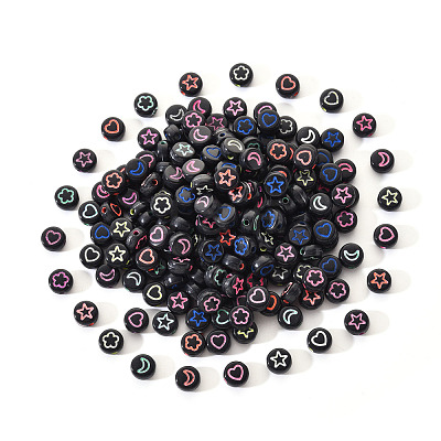 Opaque Black Acrylic Beads SACR-YW0001-21A-1