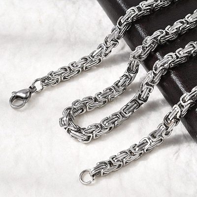 Non-Tarnish 201 Stainless Steel Byzantine Chain Necklaces NJEW-V0313-02-1