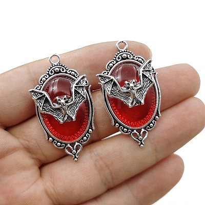 Vampire Bat Shaped Alloy Enamel Pendants PW-WGA369A-01-1