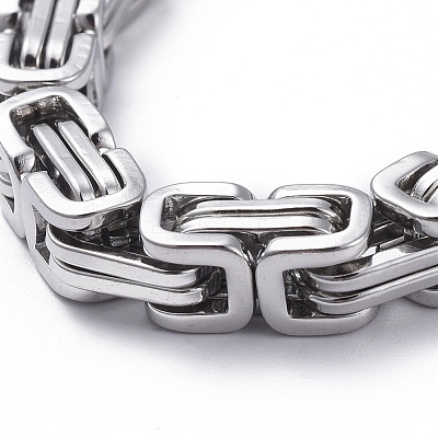 Tarnish Resistant Unisex 201 Stainless Steel Byzantine Chain Bracelets BJEW-L637-34C-P-1
