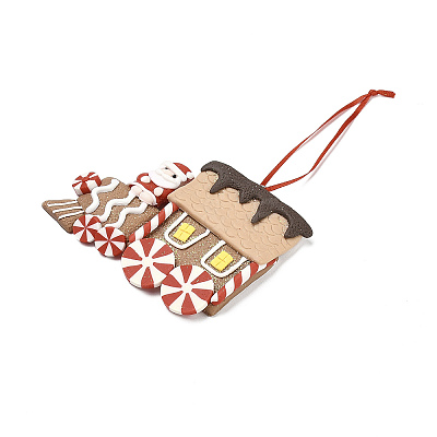 Christmas Car Handmade Polymer Clay Pendant Decorations HJEW-P017-03C-1