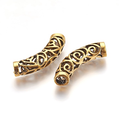 Tibetan Style Alloy Curved Tube Beads PALLOY-J154-58AG-1