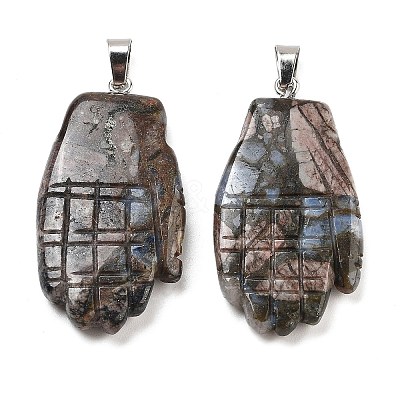 Natural Labradorite Carved Pendants G-K369-01P-01-1