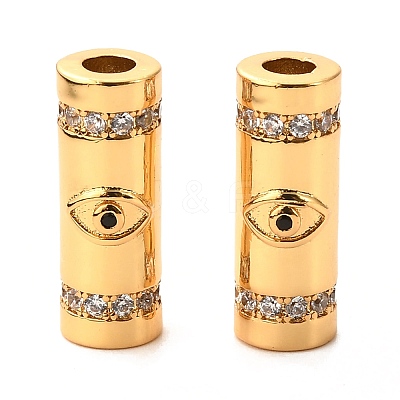 Brass Micro Pave Clear Cubic Zirconia Tube Beads X-ZIRC-P086-04G-1