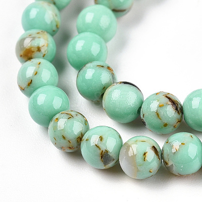 Assembled Synthetic Turquoise and Shell Beads Strands G-S212-4mm-04-1