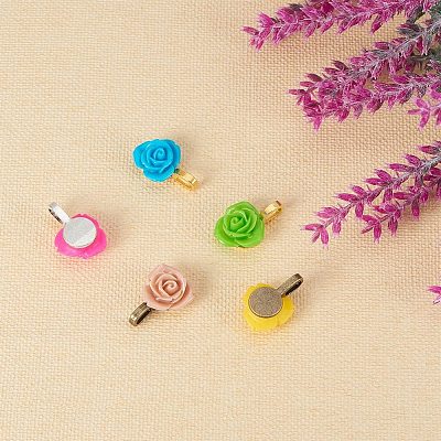 Tibetan Style Alloy Glue-on Flat Pad Bails TIBEP-PH0004-13-1