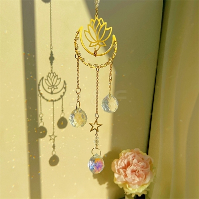 Metal Lotus Moon Window Hanging Suncatchers PW-WG54215-01-1