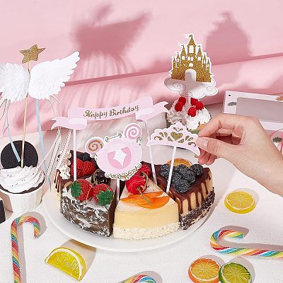 4Pcs 2 Colors Resin Wing & Star Cake Topper DIY-FH0002-91-1