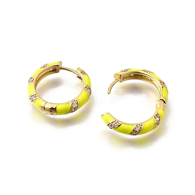 Brass Micro Pave Clear Cubic Zirconia Huggie Hoop Earrings EJEW-H121-22G-01-1
