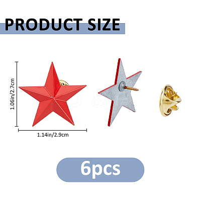 6Pcs Star Alloy Lapel Pin Backs for Backpack Clothes JEWB-FH0003-07C-1