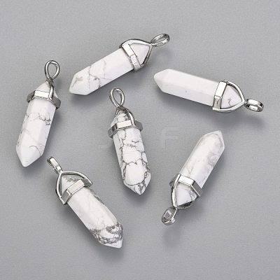 Natural Howlite Double Terminated Pointed Pendants G-F295-04F-1