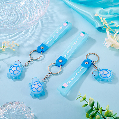 3Pcs PVC Tortoise Pendant Keychains KEYC-TADJ0001-02B-1