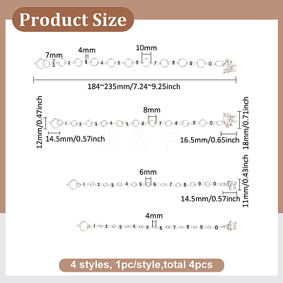 4Pcs 4 Style Acrylic Beaded Knitting Row Counter Chains with Alloy Sheep Charm HJEW-AB00664-1