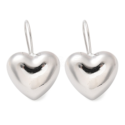 Heart Brass Dangle Earrings EJEW-B132-03P-1