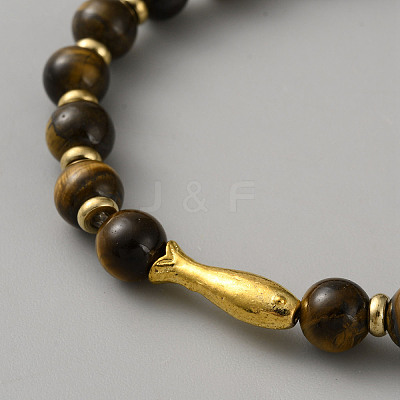 Natural Tiger Eye Beads Stretch Bracelets BJEW-WH0032-018-1