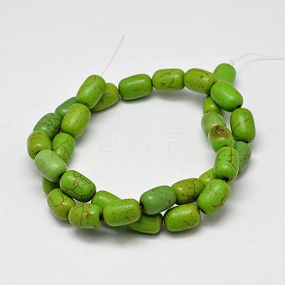 Dyed Barrel Synthetic Turquoise Beads Strands X-G-M142-08-1