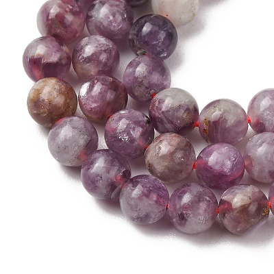 Natural Lepidolite/Purple Mica Stone Beads Strands G-B133-A01-8MM-1