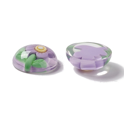 Transparent Flower Resin Cabochons RESI-G034-B02-1