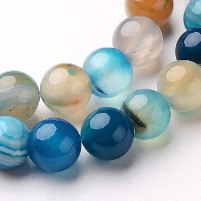 Natural Striped Agate/Banded Agate Beads Strands G-D845-01-6mm-1