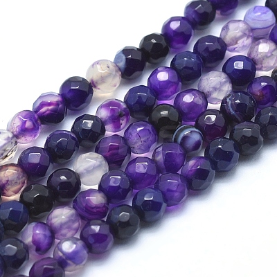 Natural Striped Agate/Banded Agate Beads G-J371-13-6mm-1
