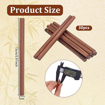 30Pcs Waxed Round Wooden Sticks WOOD-OC0004-51-1
