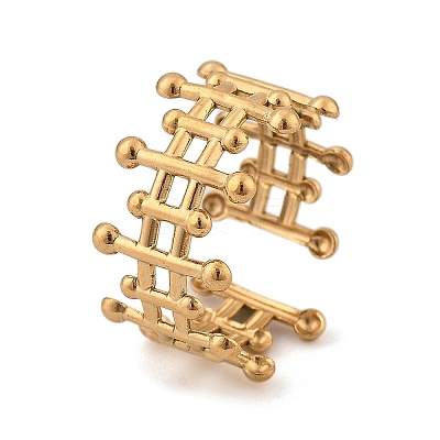 304 Stainless Steel Open Cuff Ring for Women RJEW-M049-01G-05-1