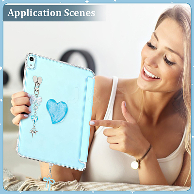1 Set Heart & Bowknot Zinc Alloy Acrylic Mobile Phone Holders & Pendant Decorations AJEW-ME0002-81A-1