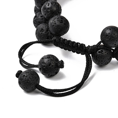 Natural Lava Rock & Mixed Gemstone Braided Bead Bracelet BJEW-JB06961-01-1