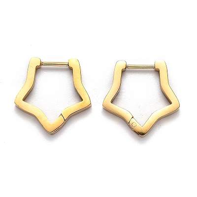 304 Stainless Steel Star Huggie Hoop Earrings STAS-H156-06G-1