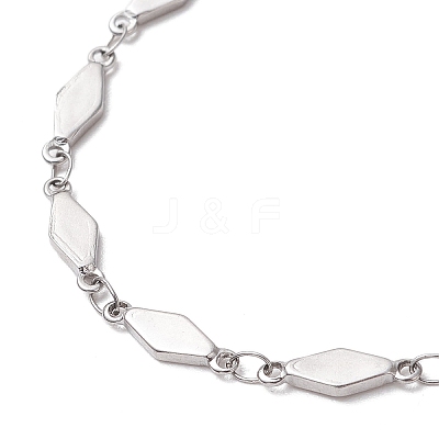 304 Stainless Steel Rhombus Link Chain Bracelets for Women BJEW-JB11603-02-1