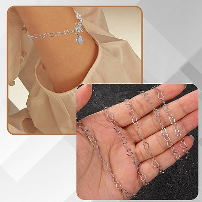 10M 304 Stainless Steel Heart Link Chains STAS-SZ0003-37-1