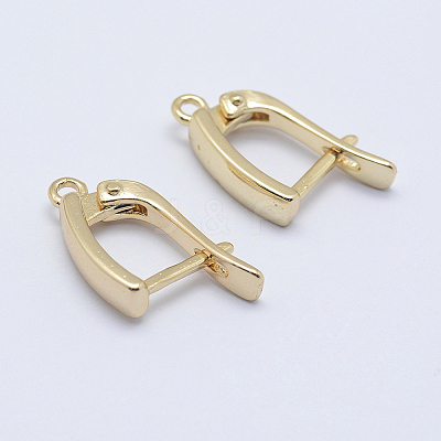 Brass Hoop Earring Findings with Latch Back Closure X-KK-F728-06G-A-NF-1